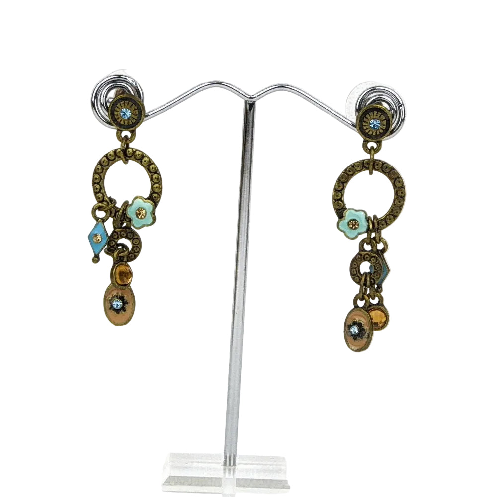 Boucles d'oreilles pendantes vintage pampilles et strass - 5 cm