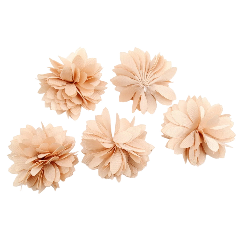Fleurs satin 4,5cm beige - Lot de 5