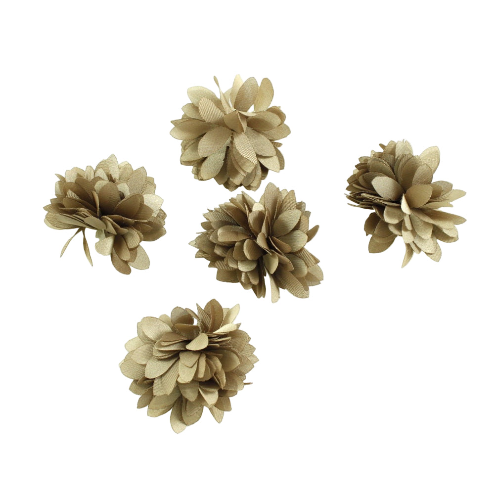 Fleurs satin 4,5cm beige foncé - Lot de 5
