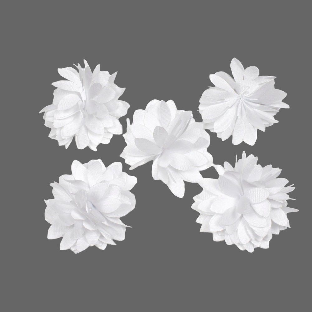 Fleurs satin 4,5cm blanc - Lot de 5