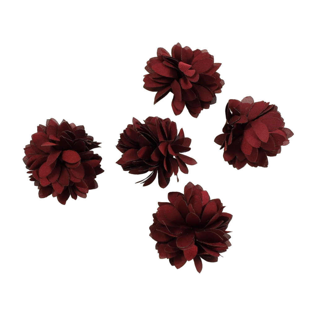 Fleurs satin 4,5cm bordeaux - Lot de 5