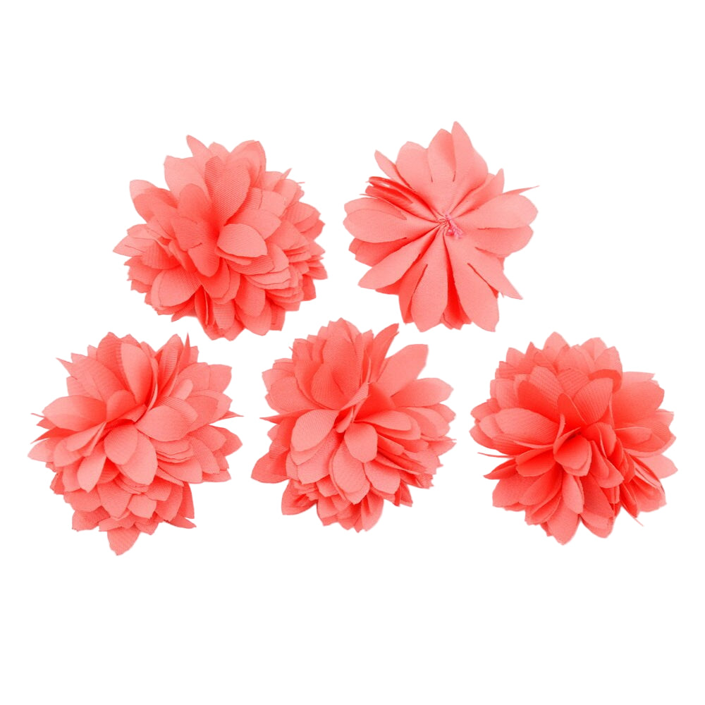 Fleurs satin 4,5cm corail - Lot de 5