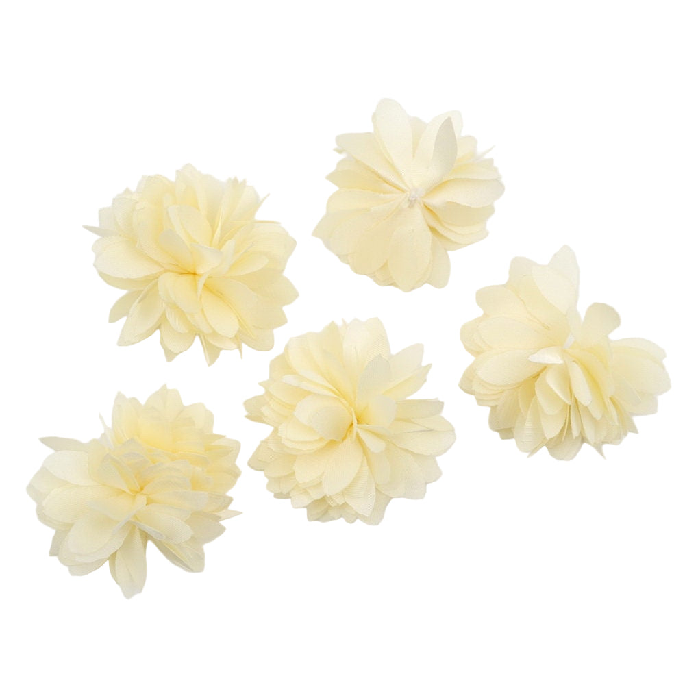 Fleurs satin 4,5cm ivoire - Lot de 5