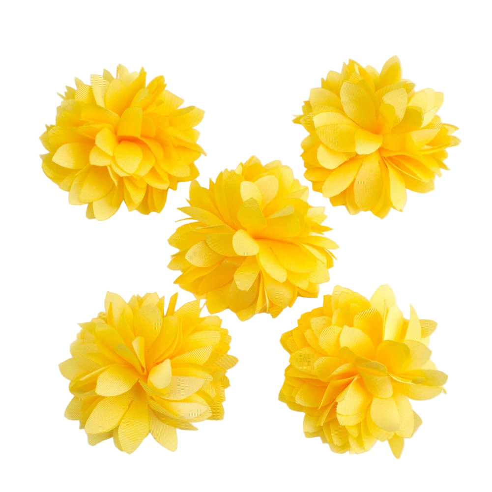 Fleurs satin 4,5cm jaune - Lot de 5