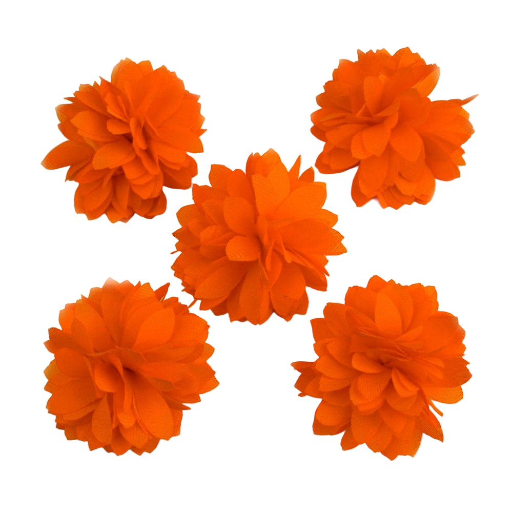 Fleurs satin 4,5cm orange - Lot de 5