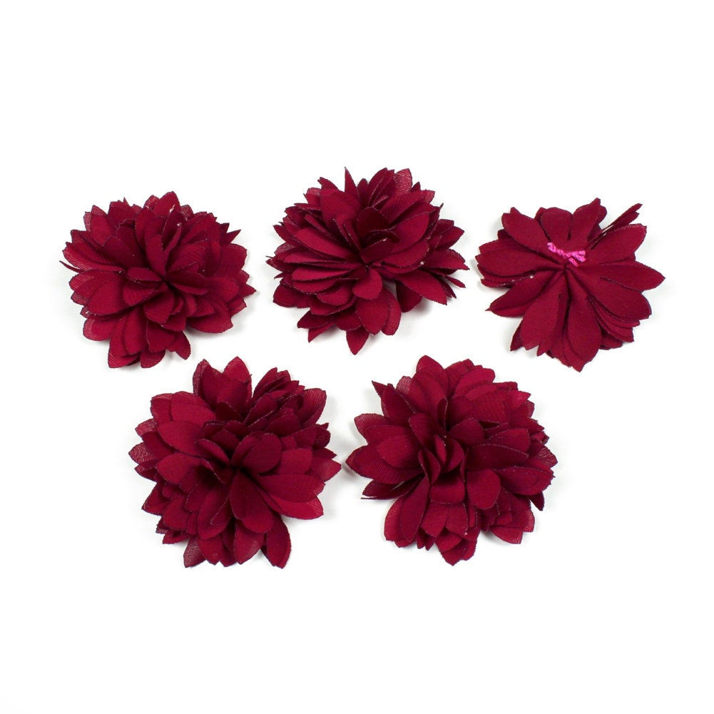 Fleurs satin 4,5cm rouge foncé - Lot de 5