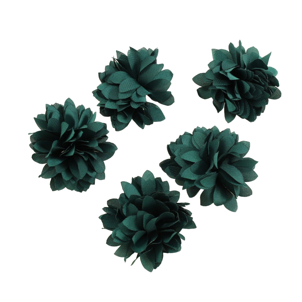 Fleurs satin 4,5cm vert - Lot de 5