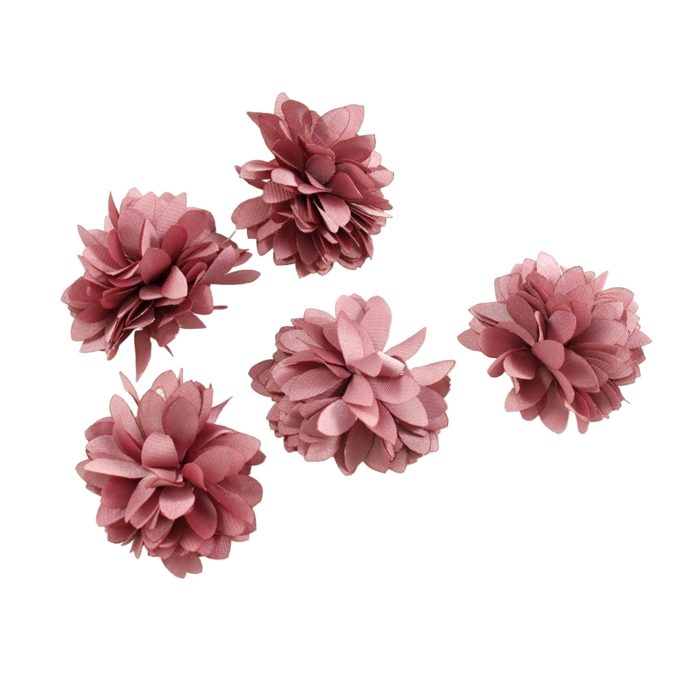 Fleurs satin 4,5cm vieux rose - Lot de 5