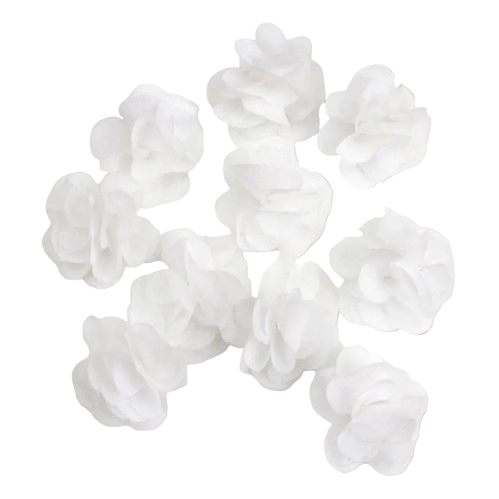 Fleurs voile polyester blanc 30mm - Lot de 10