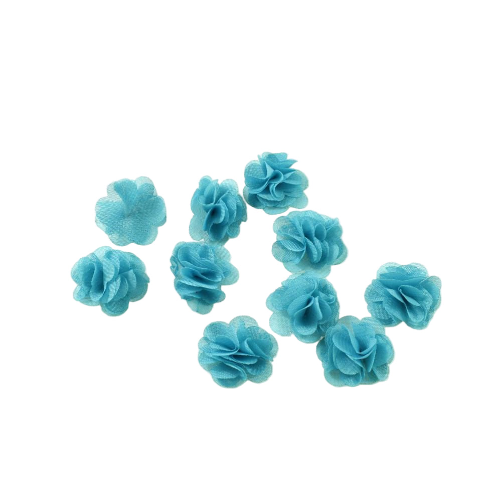 Fleurs voile polyester bleu 30mm - Lot de 10