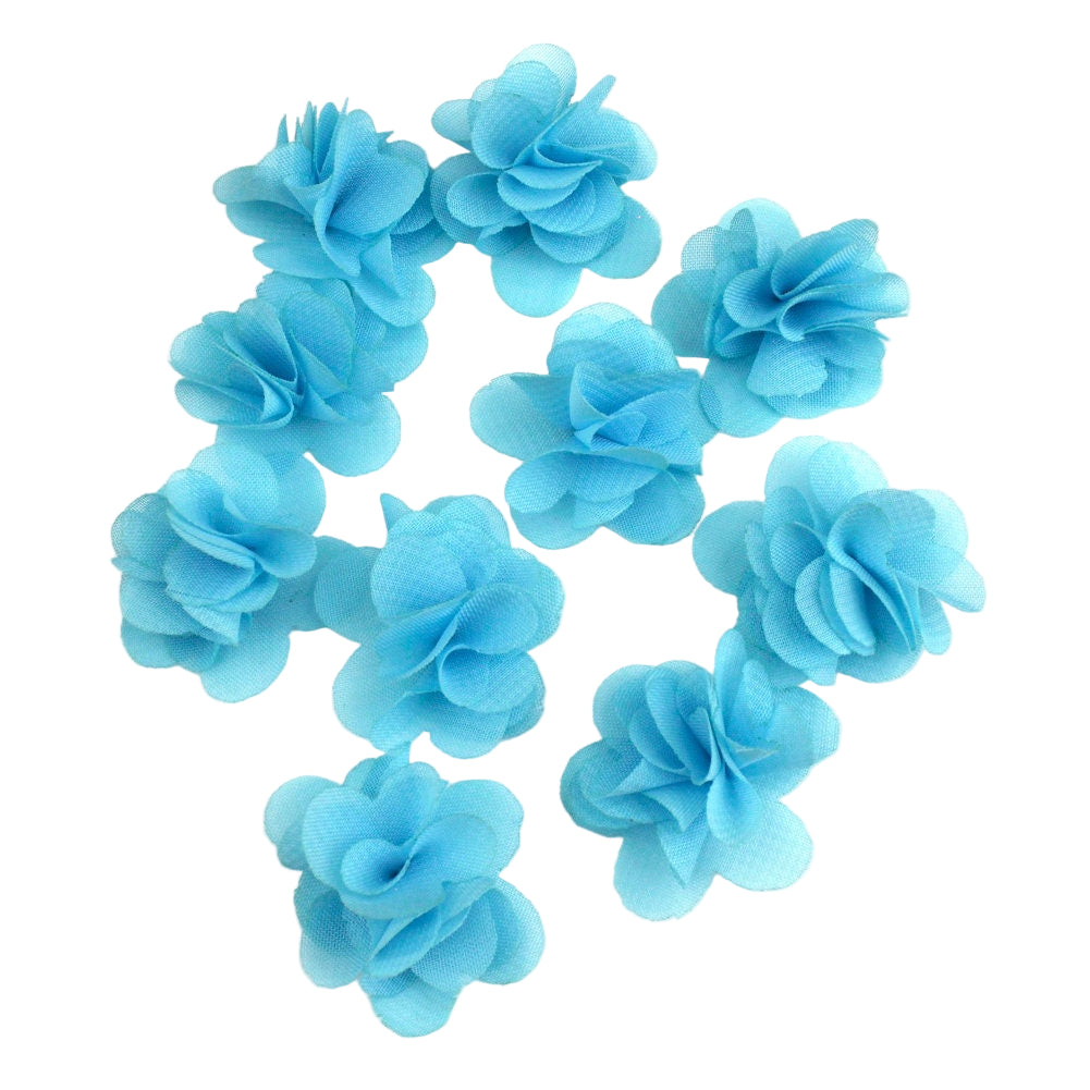 Fleurs voile polyester bleu 30mm - Lot de 10