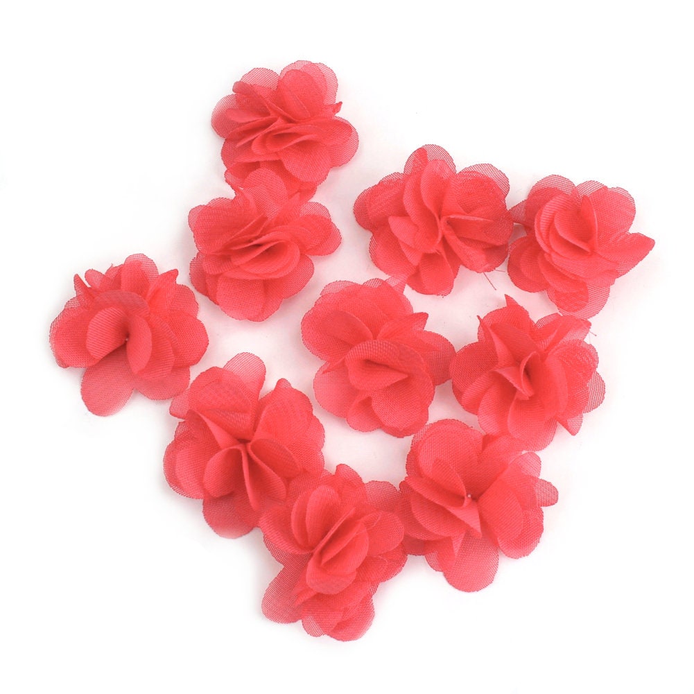 Fleurs voile polyester corail 30mm - Lot de 10
