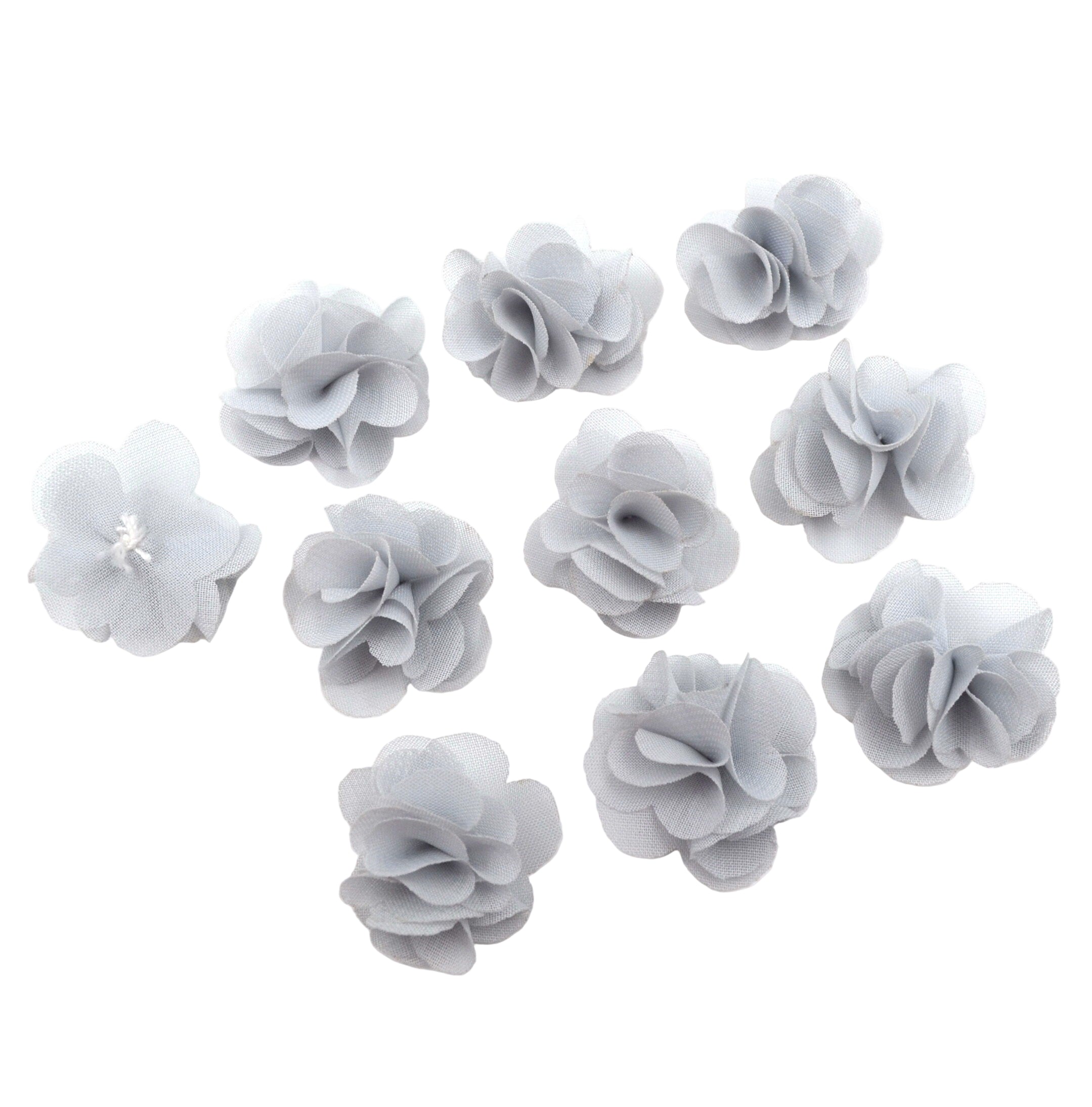Fleurs voile polyester gris 30mm - Lot de 10