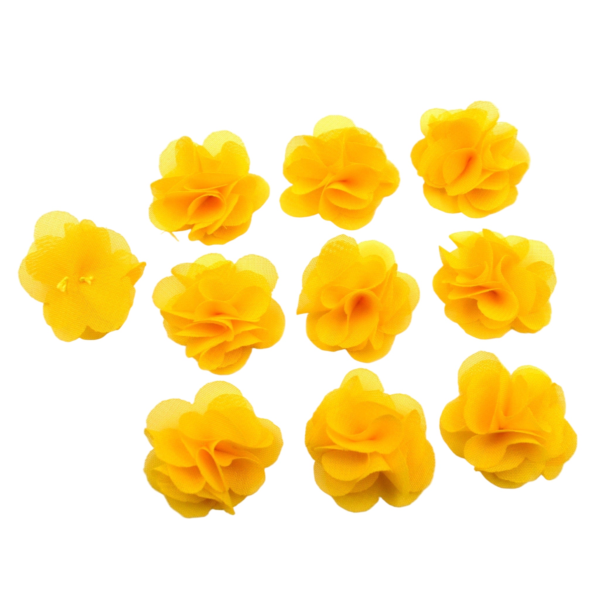 Fleurs voile polyester jaune 30mm - Lot de 10