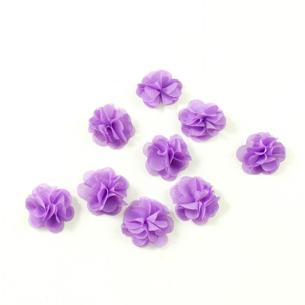 Fleurs voile polyester mauve 30mm - Lot de 10 fleurs