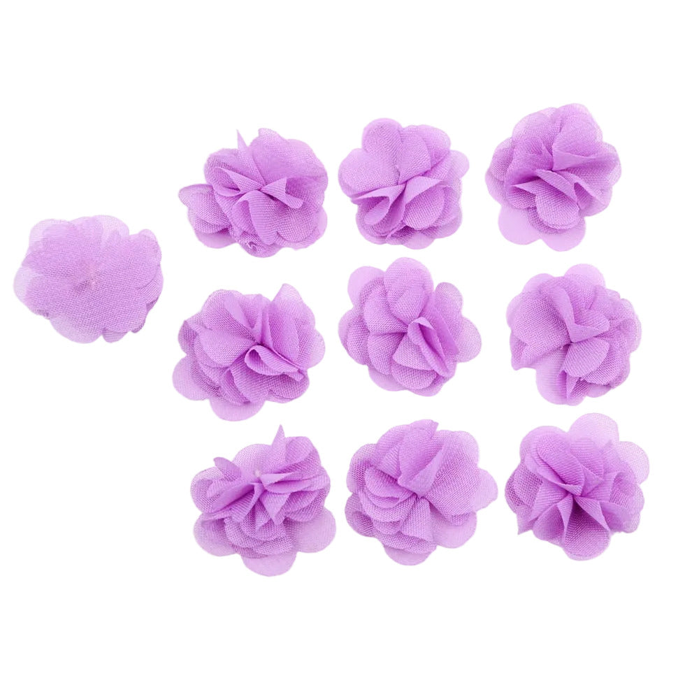Fleurs voile polyester mauve 30mm - Lot de 10