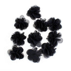 Fleurs voile polyester noir 30mm - Lot de 10