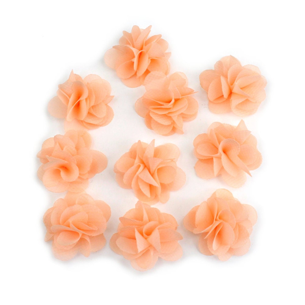 Fleurs voile polyester pêche 30mm - Lot de 10
