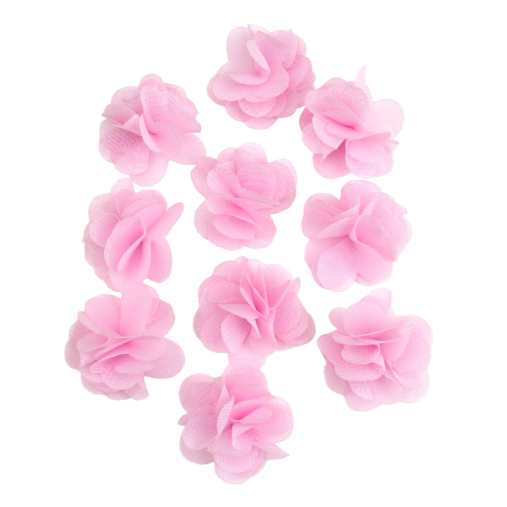 Fleurs voile polyester rose 30mm - Lot de 10
