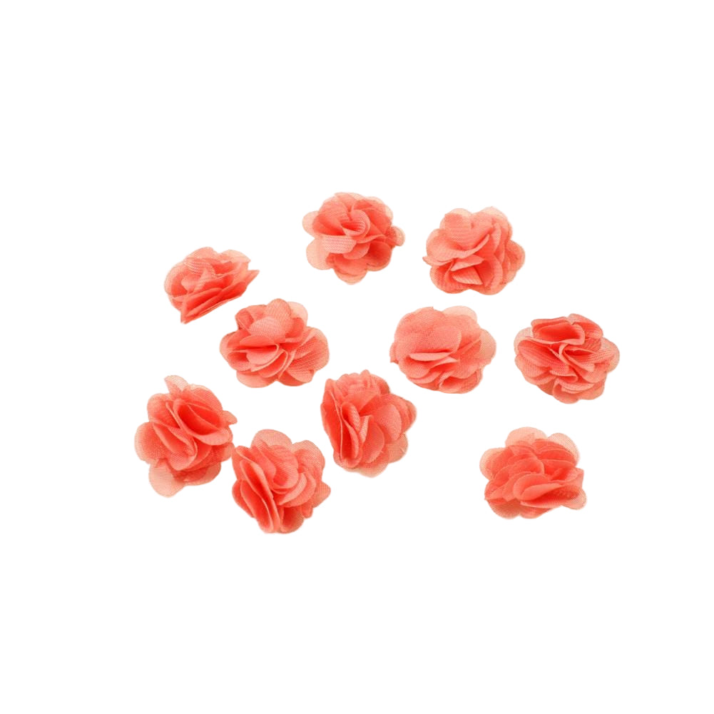 Fleurs voile polyester rose saumon 30mm - Lot de 10 fleurs