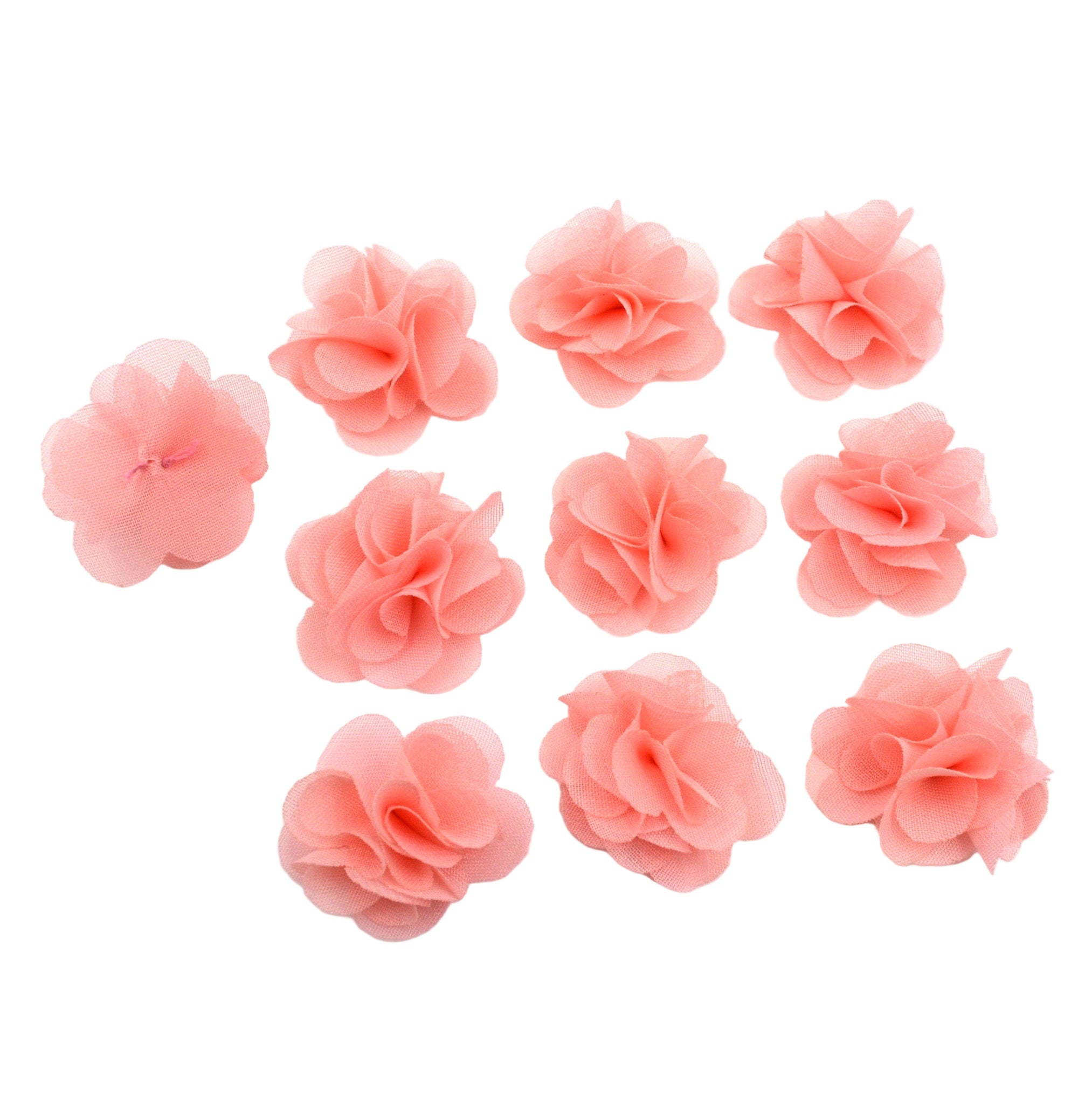 Fleurs voile polyester rose saumon 30mm - Lot de 10
