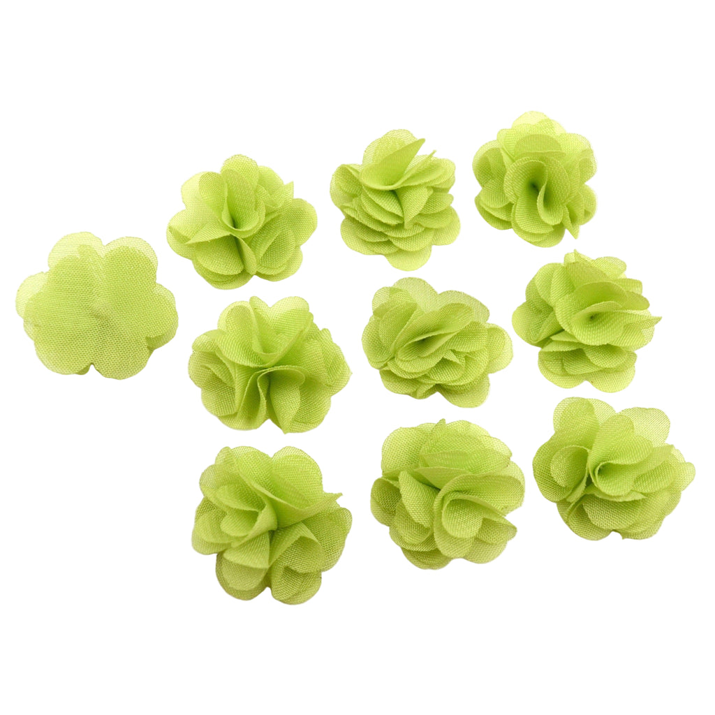 Fleurs voile polyester vert 30mm - Lot de 10