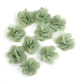 Fleurs voile polyester vert céladon 30mm - Lot de 10
