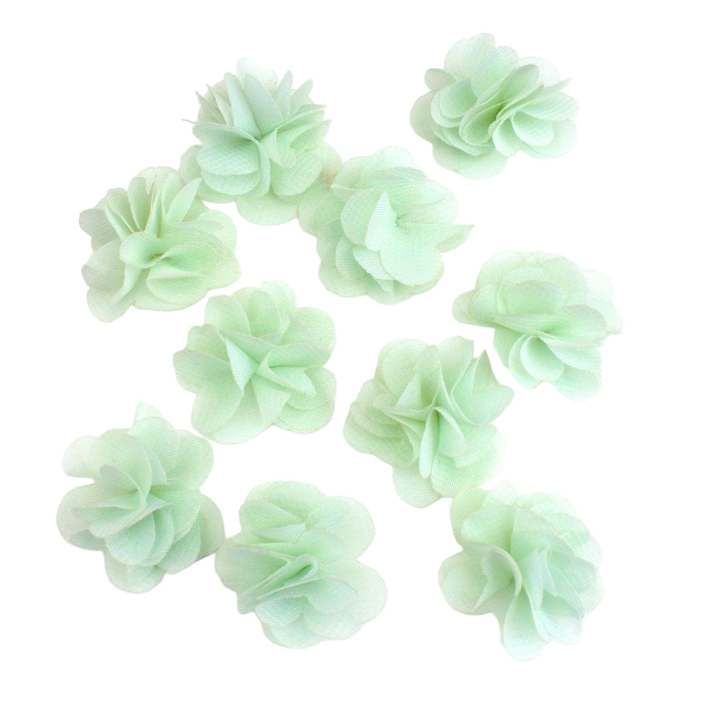 Fleurs voile polyester vert eau 30mm - Lot de 10