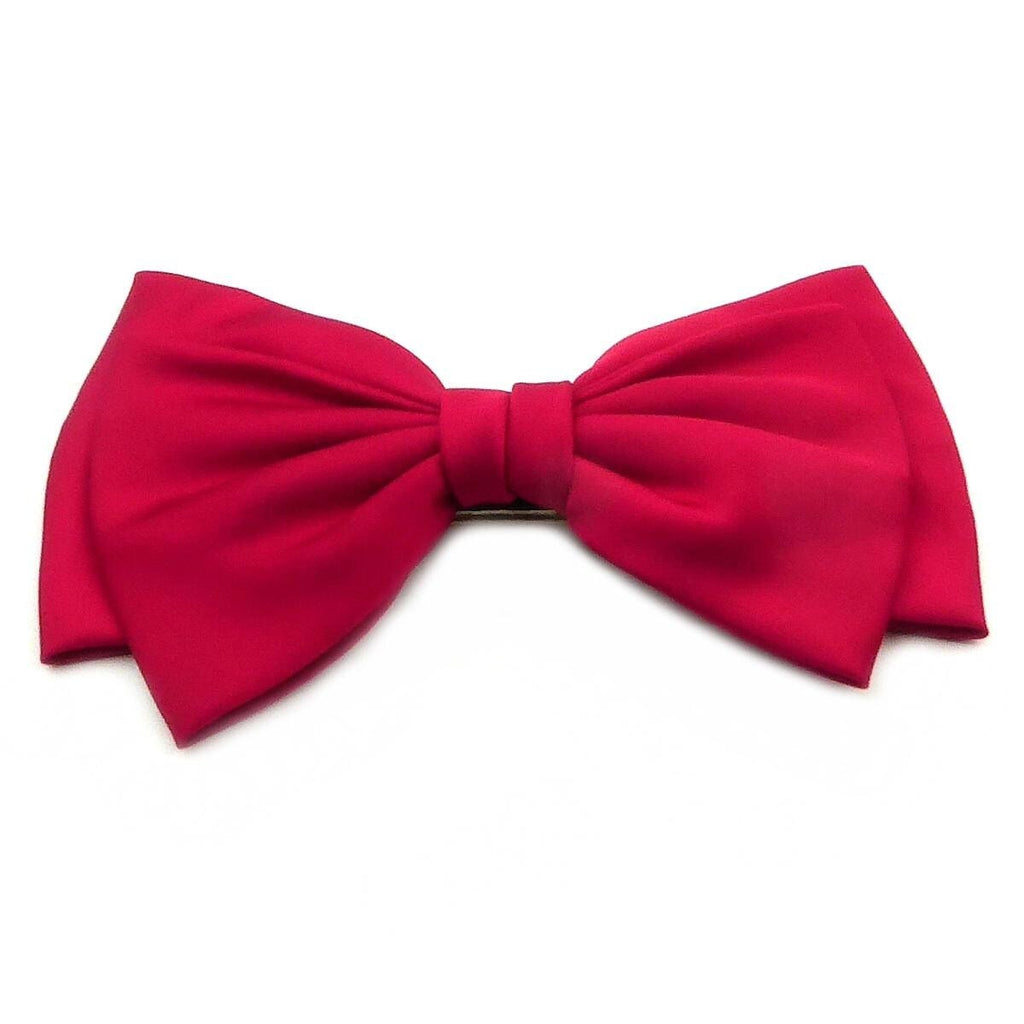 Grande barrette cheveux double noeud satin rouge