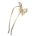 Grand pic à chignon doré papillon 12cm