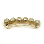 Grande barrette cheveux 9,5cm grosse perle dorée translucide lumineuse