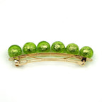 Grande barrette cheveux 9,5cm grosse perle verte translucide lumineuse