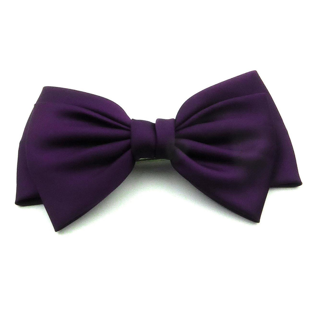 Grande barrette cheveux double noeud satin bleu bleu indigo
