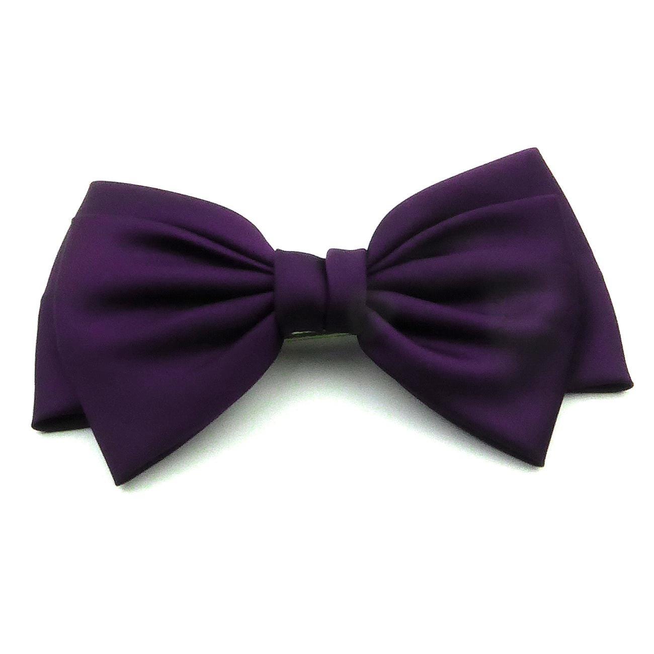 Grande barrette cheveux double noeud satin bleu bleu indigo