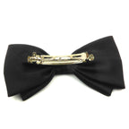 Grande barrette cheveux double noeud satin monture Clip Paris