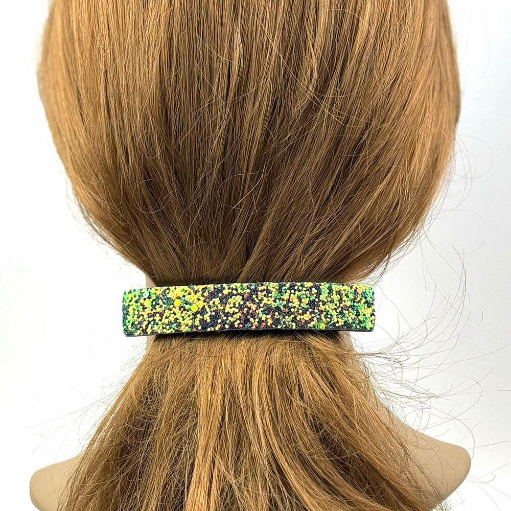 Grande barrette cheveux paillette glitter vert