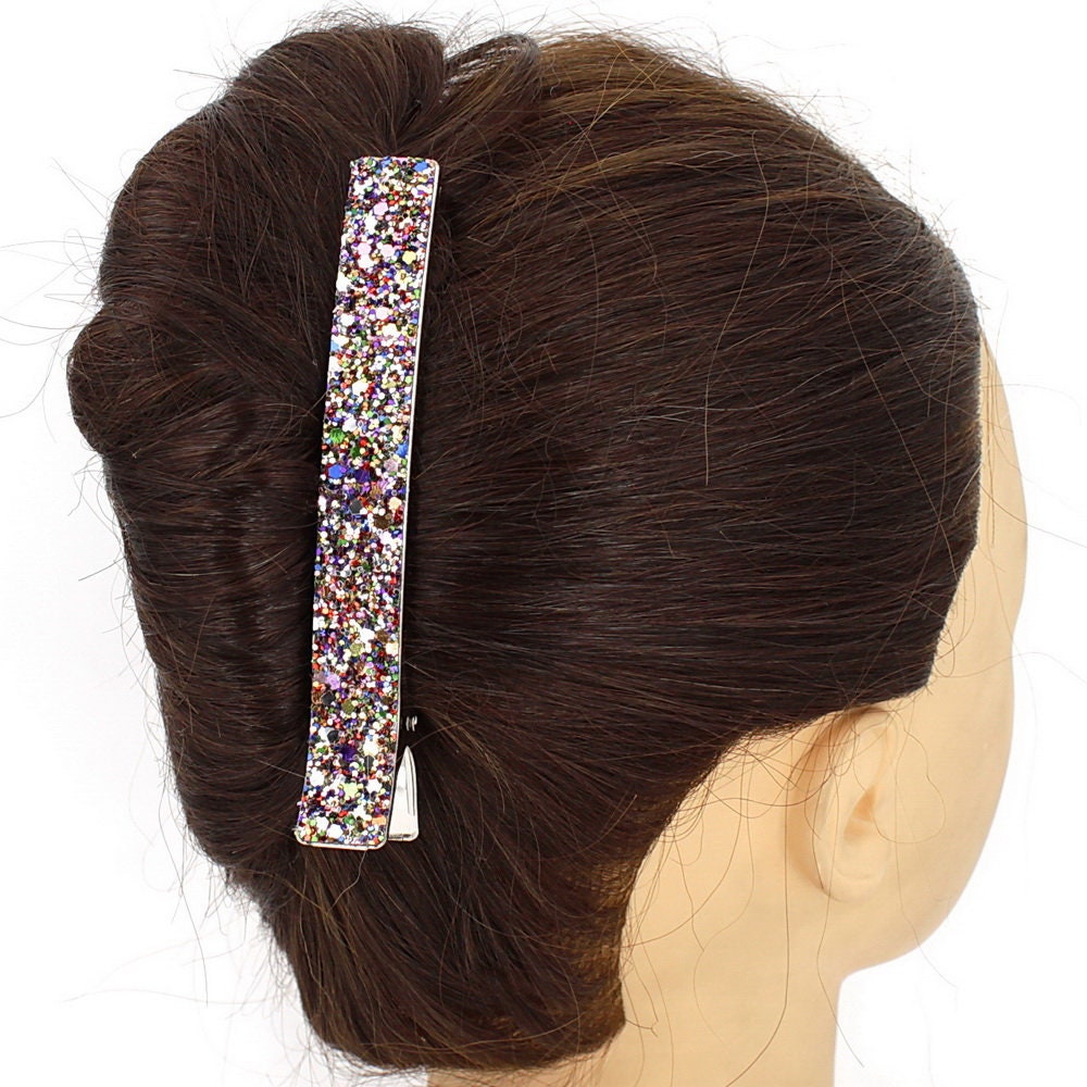 Grande pince cheveux paillettes 12.5cm multicolore