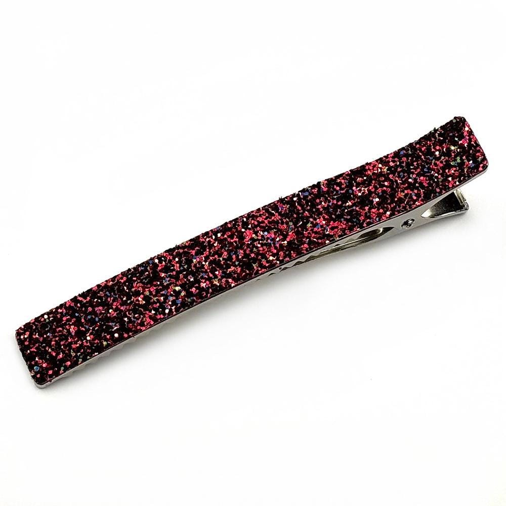Grande pince cheveux paillettes 12.5cm rouge