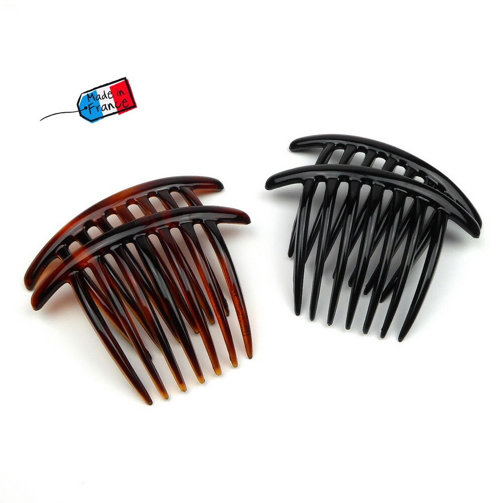 Grands Peignes Chignon Celluloid 10x7.5cm Made in France - 