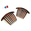 Grands Peignes Chignon Celluloid Demi-blond 10x7.5cm Made in France - Lot de 2