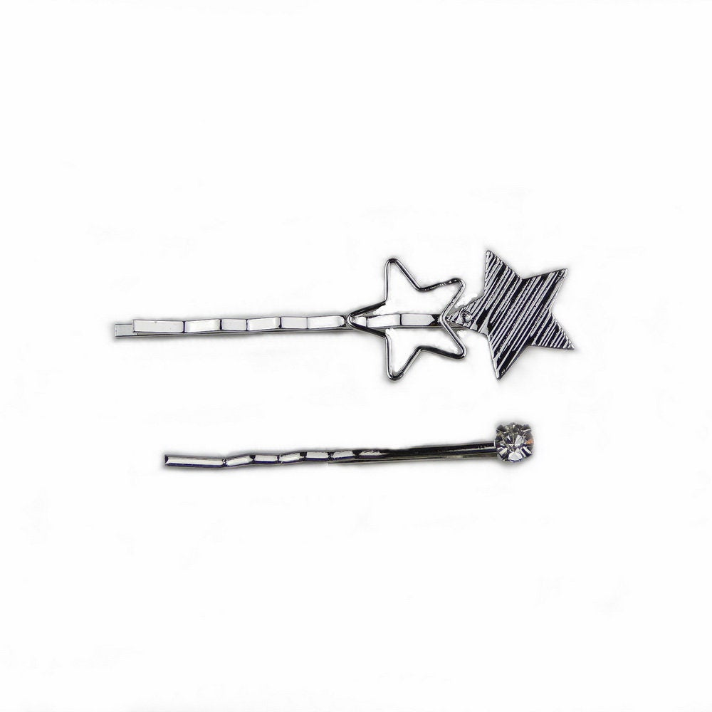 Lot de 2 Pinces Cheveux Étoile 5cm Métal argent
