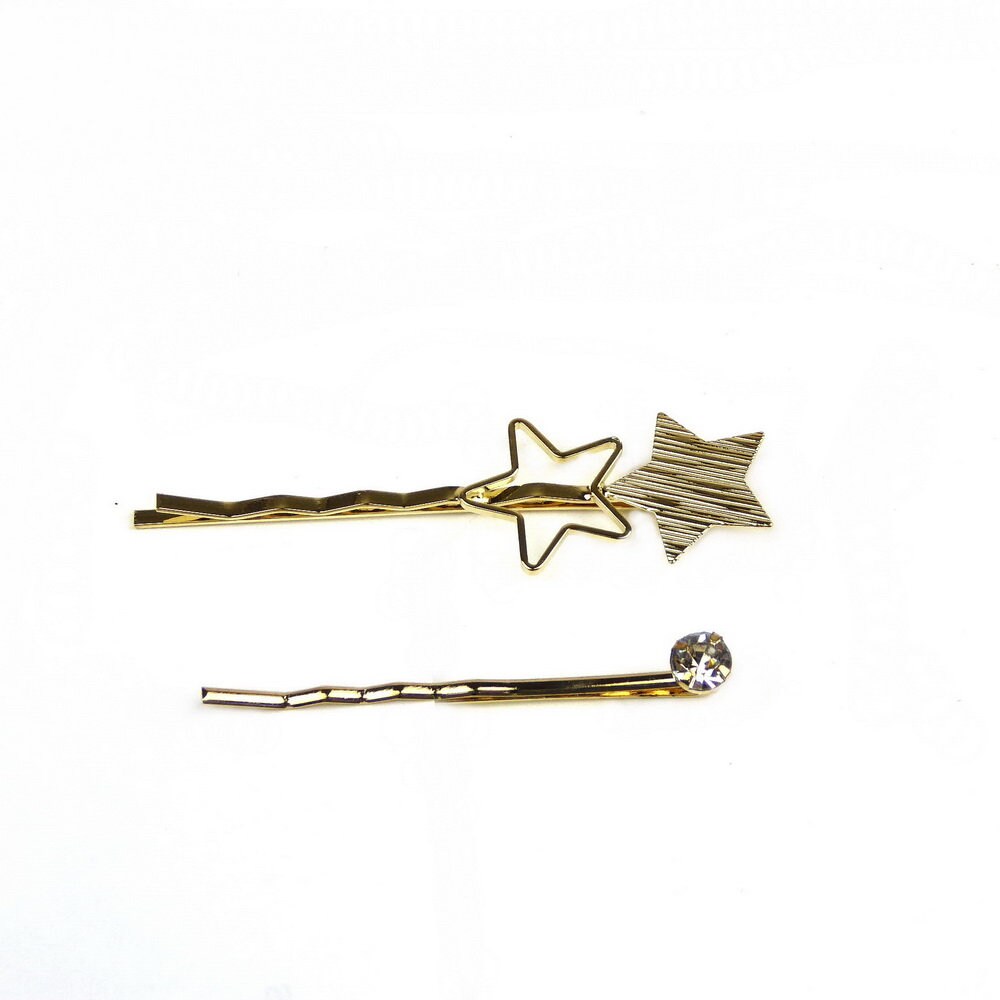 Lot de 2 Pinces Cheveux Étoile 5cm Métal doré