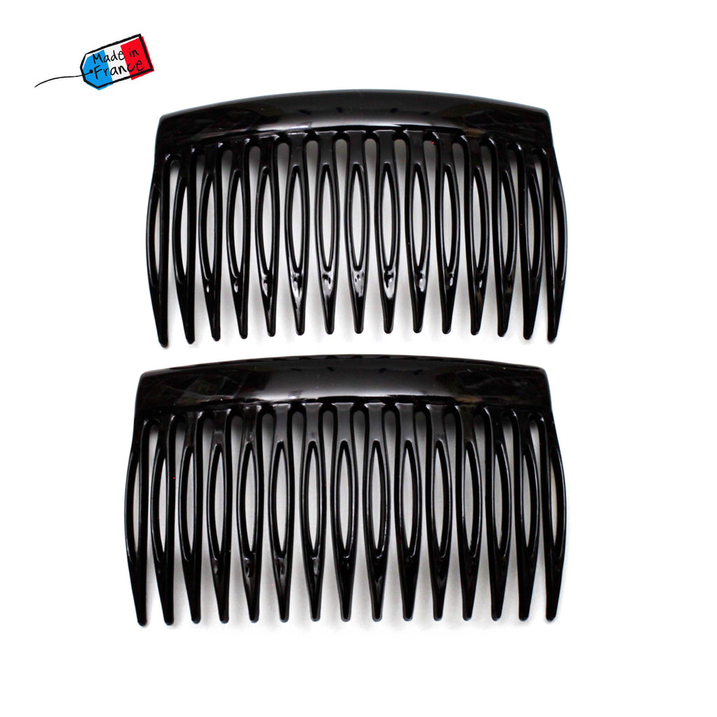 Lot de 4 peignes de côté noir 7cm "Made in France"