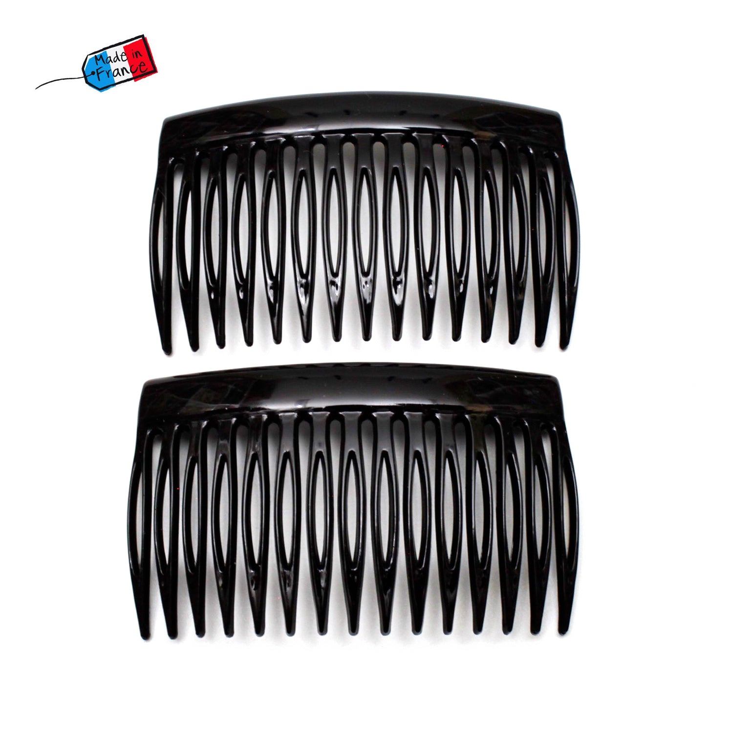 Lot de 4 peignes de côté noir 7cm "Made in France"