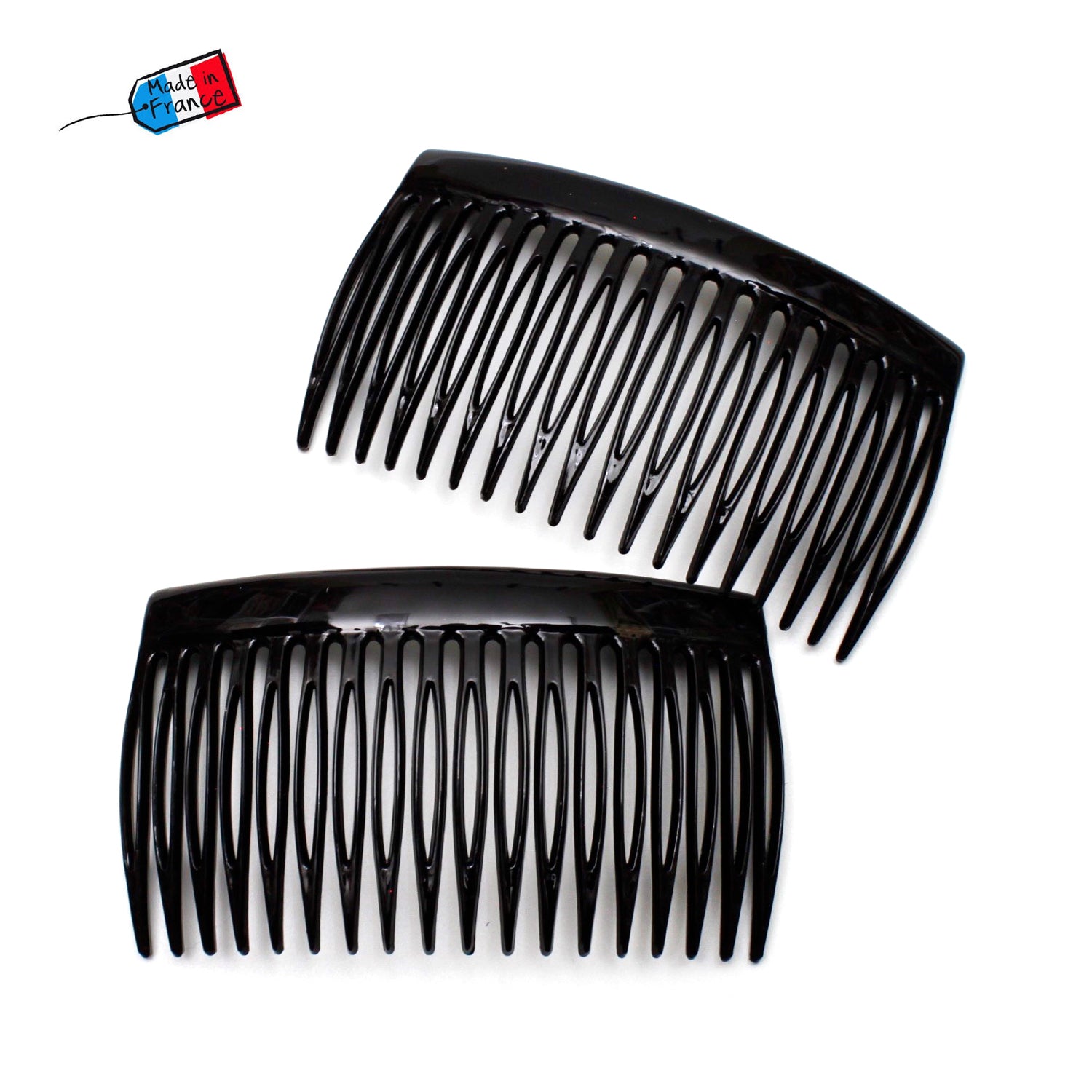 Lot de 4 peignes de côté en cellulose 7cm noirs "Made in France"