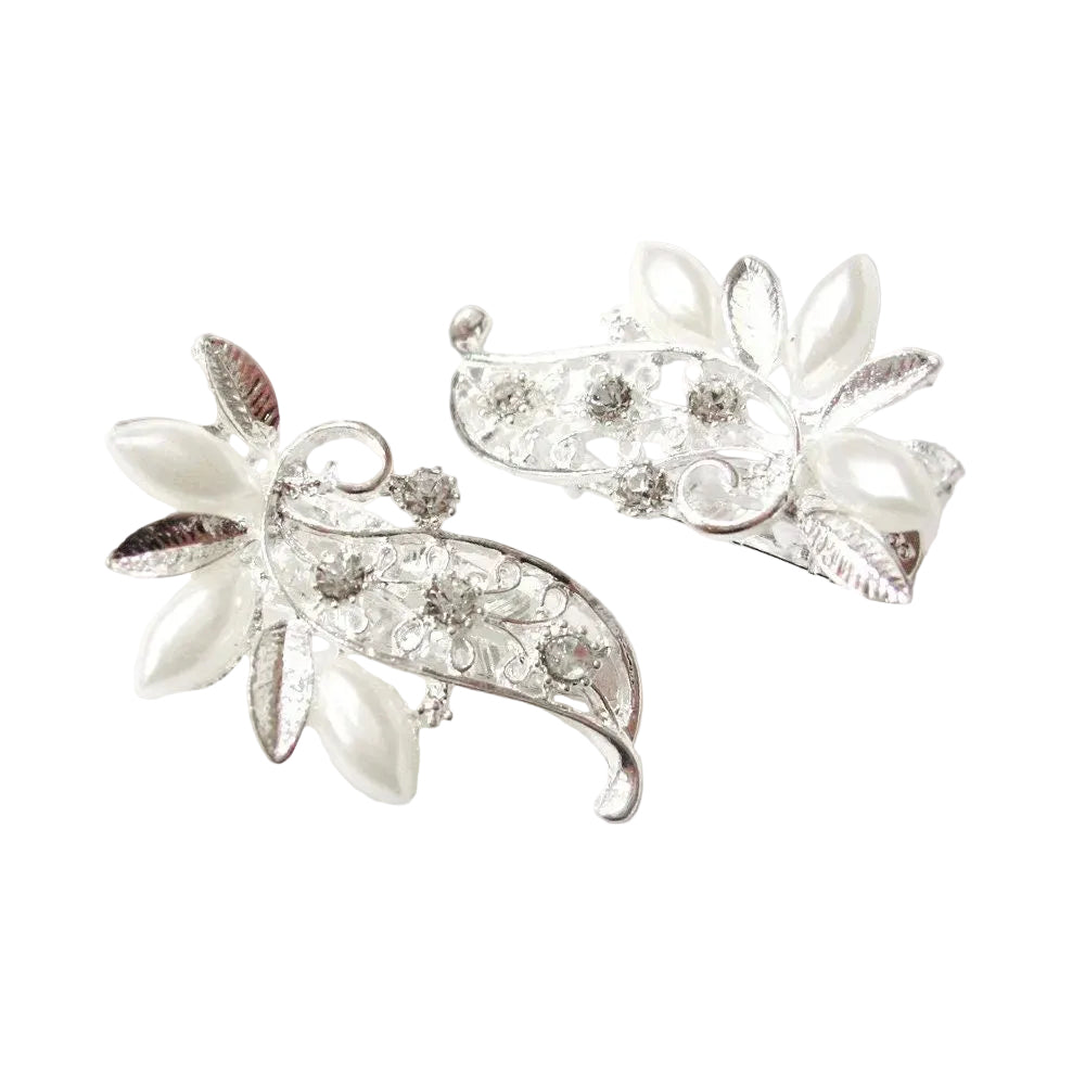 Paire de pinces cheveux fleur en perles et strass pour mariage