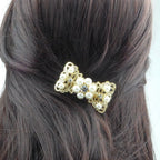 Peigne Côté Métal Doré Filigrane Perles Strass - Accessoire Mariage