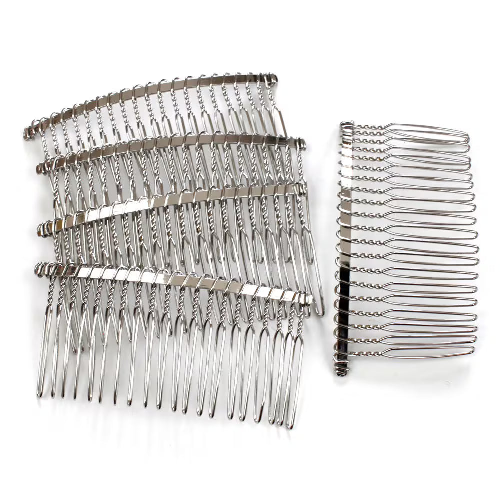Peignes Côté 8cm argenté 20 Dents - Lot de 10 Base Accessoires Cheveux