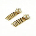 Peignes Cheveux Métal Doré & Perles Strass Mariage - Lot de 2