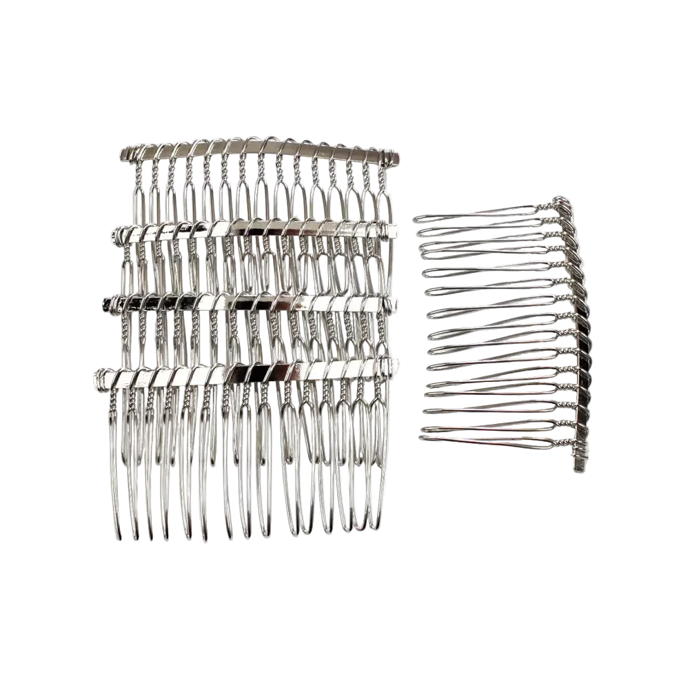 Peignes Côté 6cm argenté 15 Dents - Lot de 10 Base Accessoires Cheveux